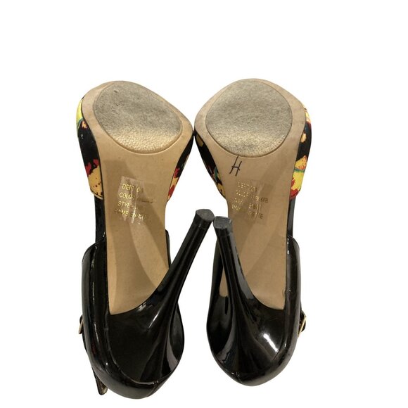 Bakers Women's size 5 Black Multicolor Peep-Toe Ankle Strap pump Heels - Picture 6 of 7